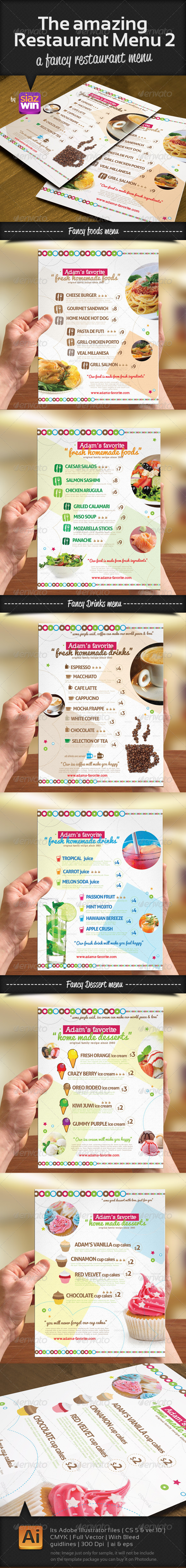 The Amazing Restaurant Menu 2 - Food Menus Print Templates