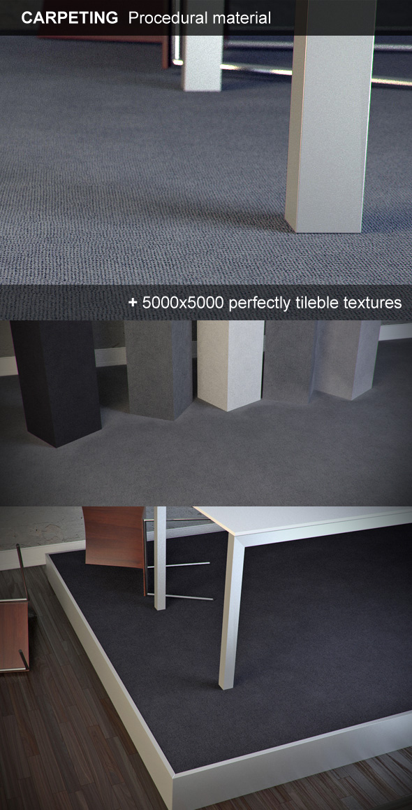 Carpeting Hi-Res procedural material - 3DOcean Item for Sale