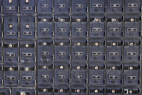 Rows of locked mailbox