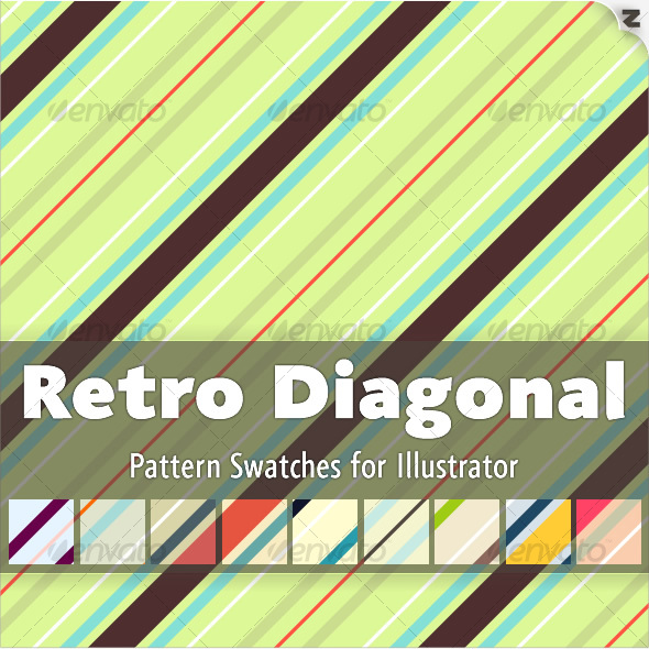 Retro Diagonal Pattern Swatches - Abstract Textures / Fills / Patterns