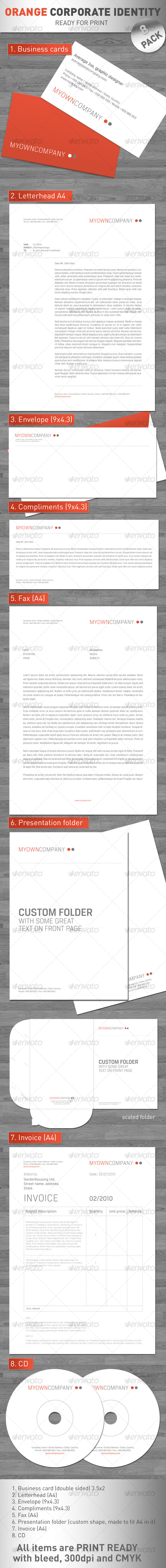 Orange Coporate Identity - 8 PACK !!! - Stationery Print Templates