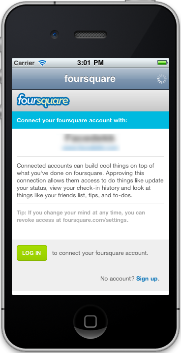 Foursquare oAuth