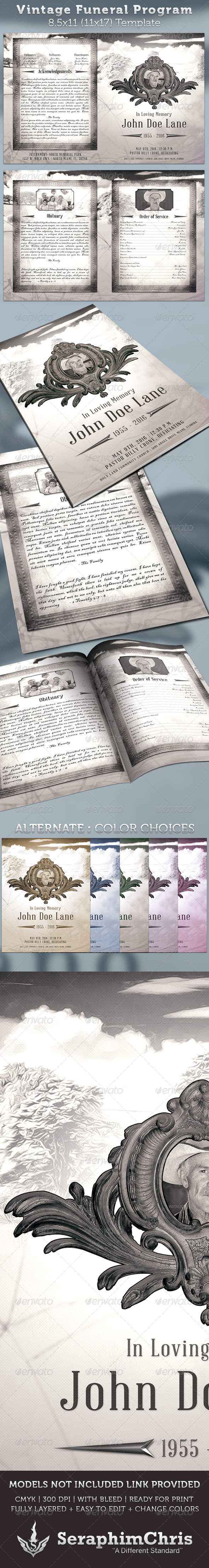 Vintage Funeral Program Template - Informational Brochures