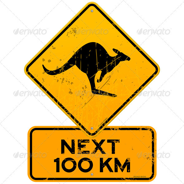 Roadsign Kangaroos Next 100 km Roadsign Kangaroos Next 100 km