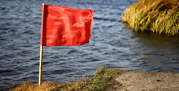 Red Flag On Wind And Lake Red Flag On Wind And Lake