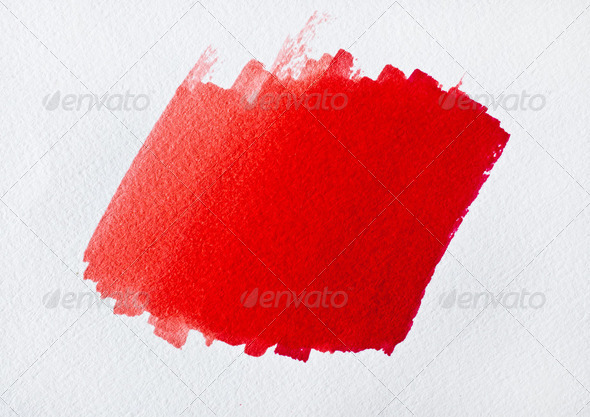 Brush red color on white paper