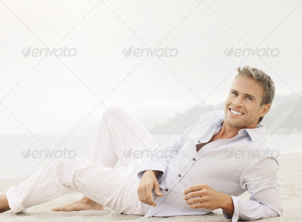 Lifestyle male model with smile - Stock Photo - Images