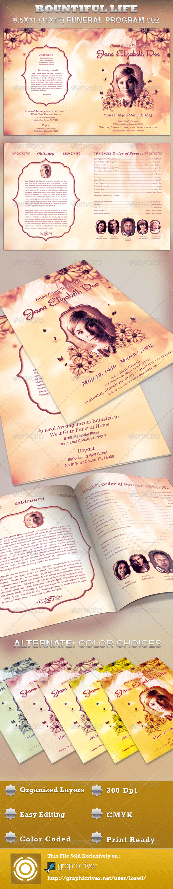 Bountiful Life Funeral Program Template-002 - Church Flyers