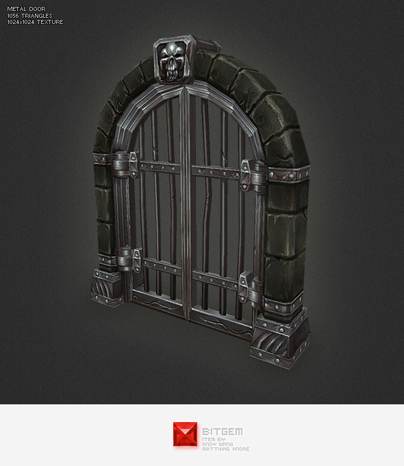 Low Poly Metal Door - 3DOcean Item for Sale