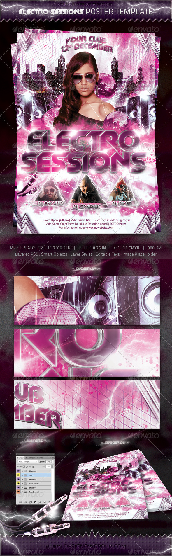 Electronic Sessions Poster Template - Clubs & Parties Events