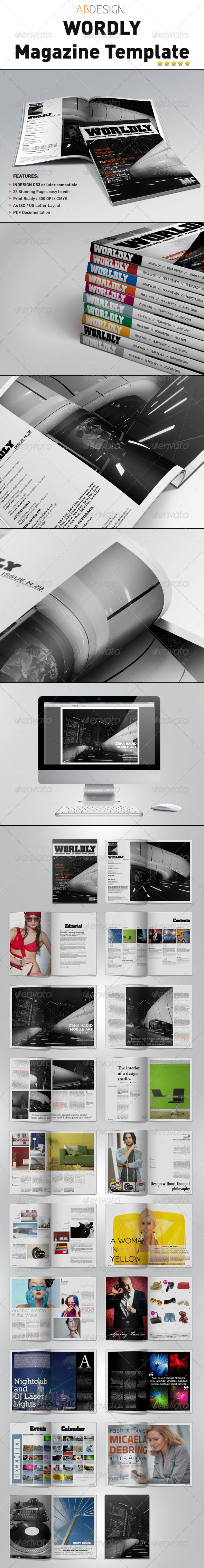 Wordly Magazine Indesign Template - Magazines Print Templates