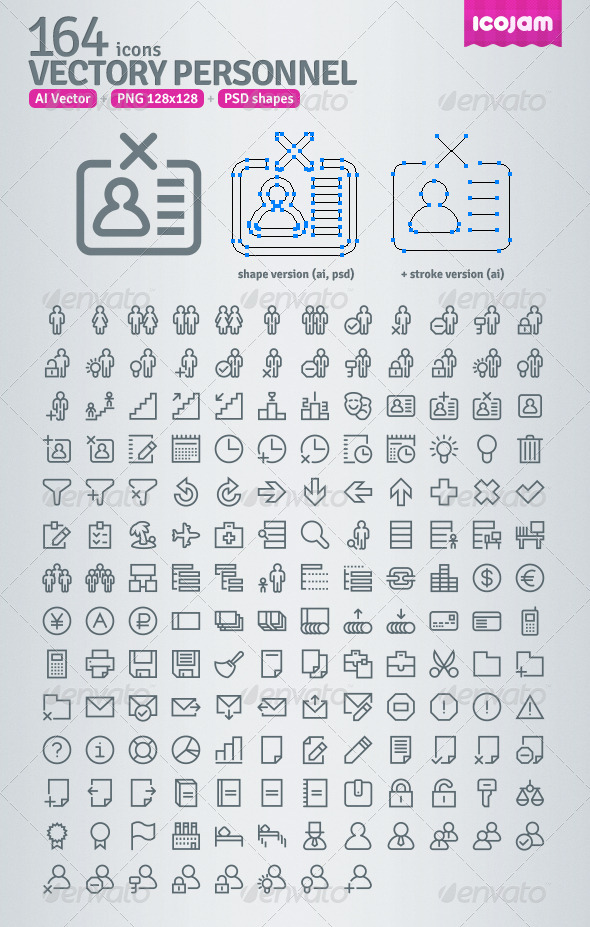 164 AI and PSD Personnel Outline Icons - Web Icons