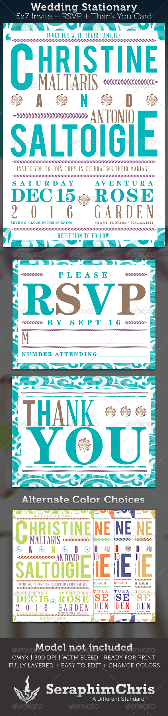 Wedding Invite Stationary Template