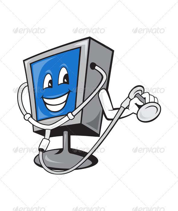 Computer TV Monitor With Doctor Stethoscope Computer TV Monitor With Doctor Stethoscope