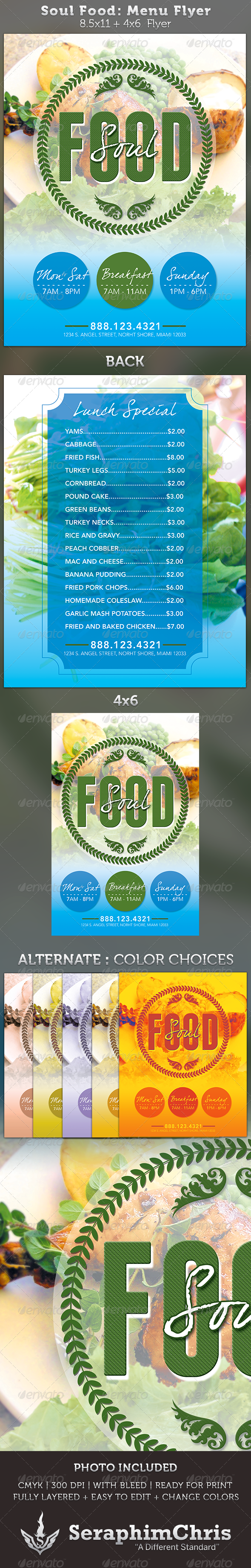 Soul Food Menu Flyer Template