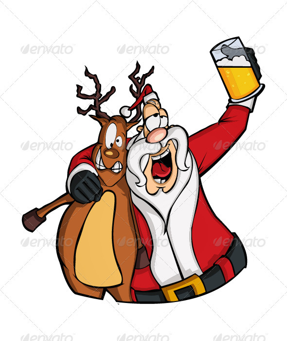 Drunk Santa Claus - Characters Vectors