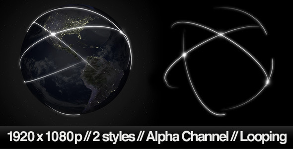 Data Communication Around Globe at Night 2 Styles Data Communication Around Globe at Night 2 Styles