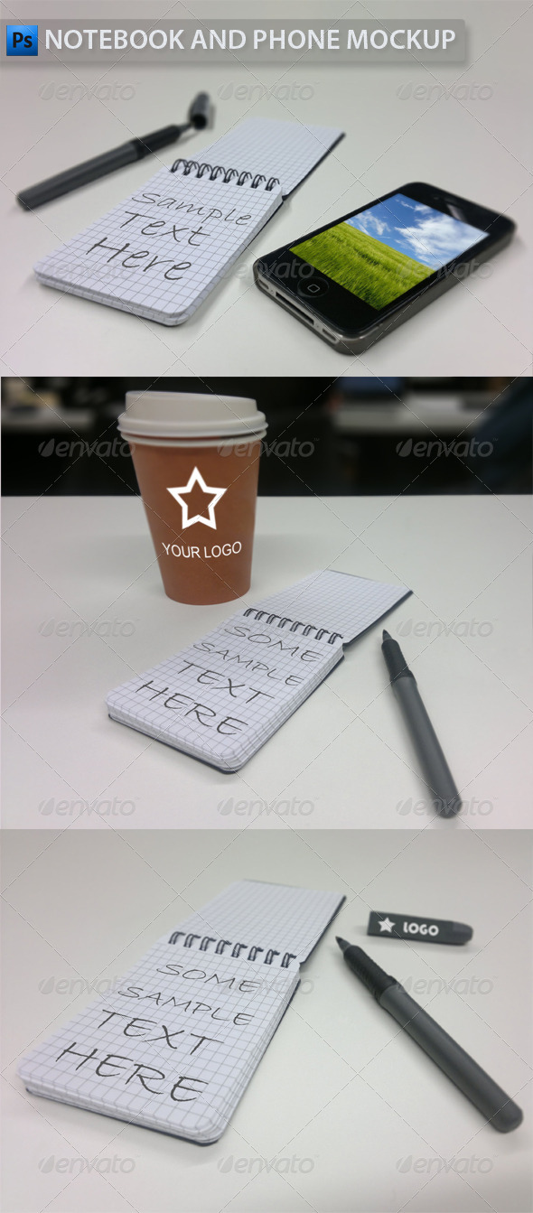 Notebook and Phone Mockup