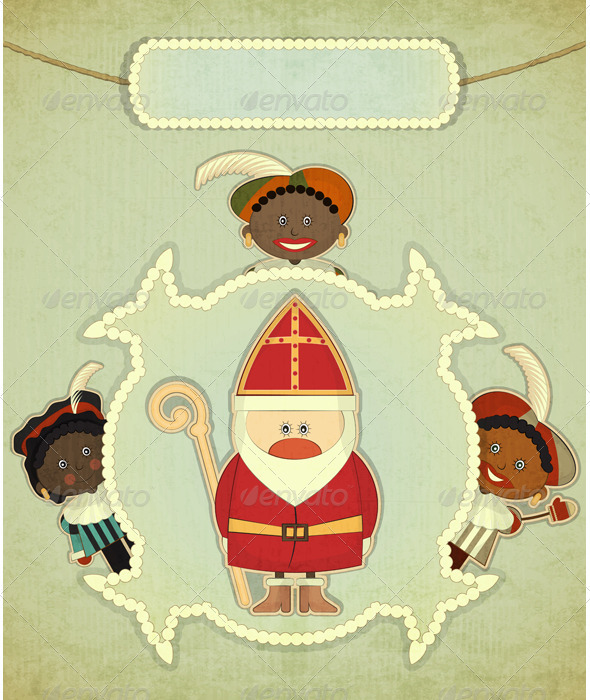 Christmas Card with Dutch Santa Claus - Sinterklaas