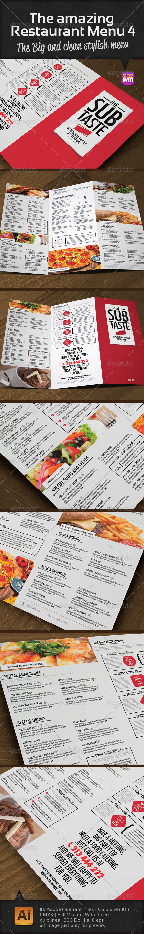 The Amazing Restaurant Menu 4 - Food Menus Print Templates