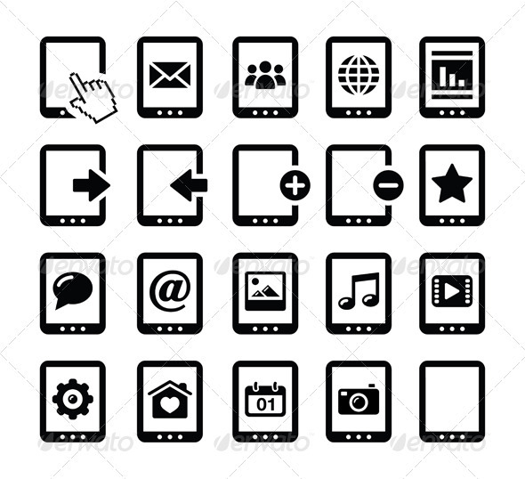 Tablet Black Icons Set Tablet Black Icons Set