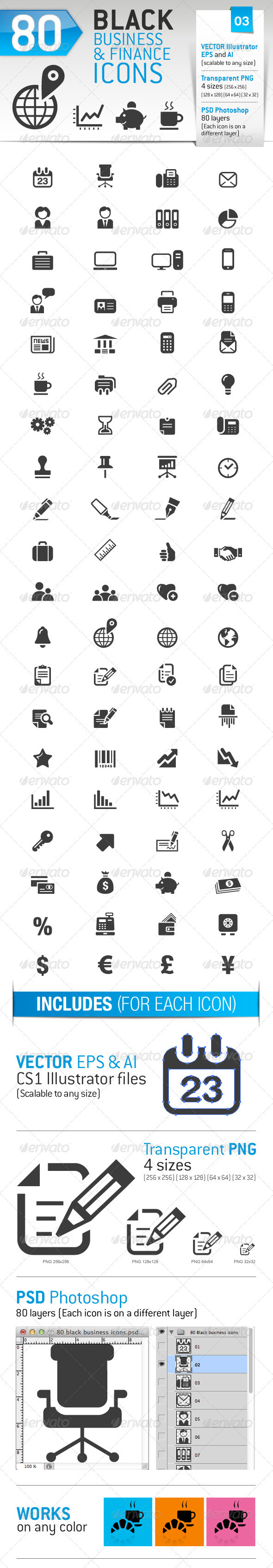 80 Black Business and Finance Icons 80 Black Business and Finance Icons
