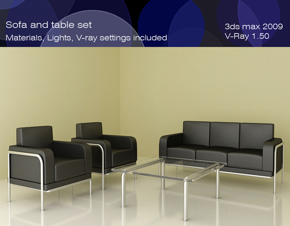 Sofa and Table set - 3DOcean Item for Sale