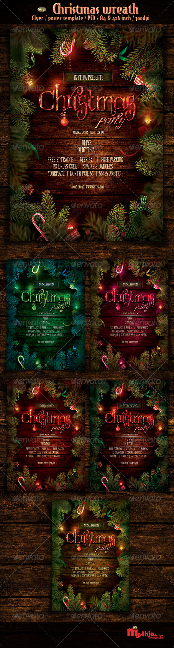 Christmas Wreath - Event Flyer/Poster Template - Holidays Events