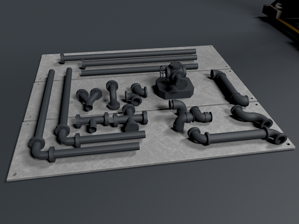 Pipes With Different Fittings - 3DOcean Item for Sale