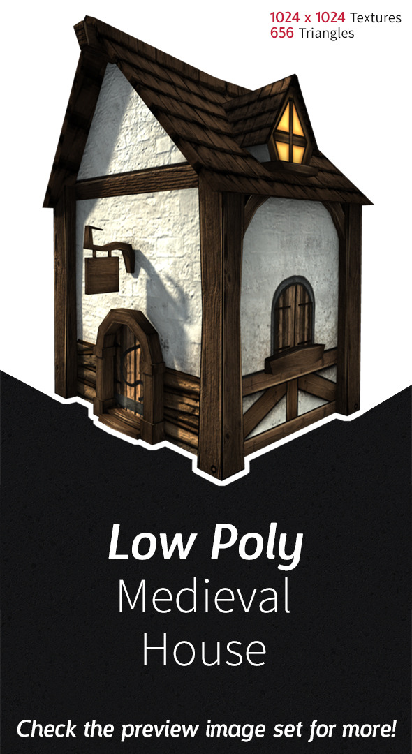 Low Poly Medieval House Low Poly Medieval House