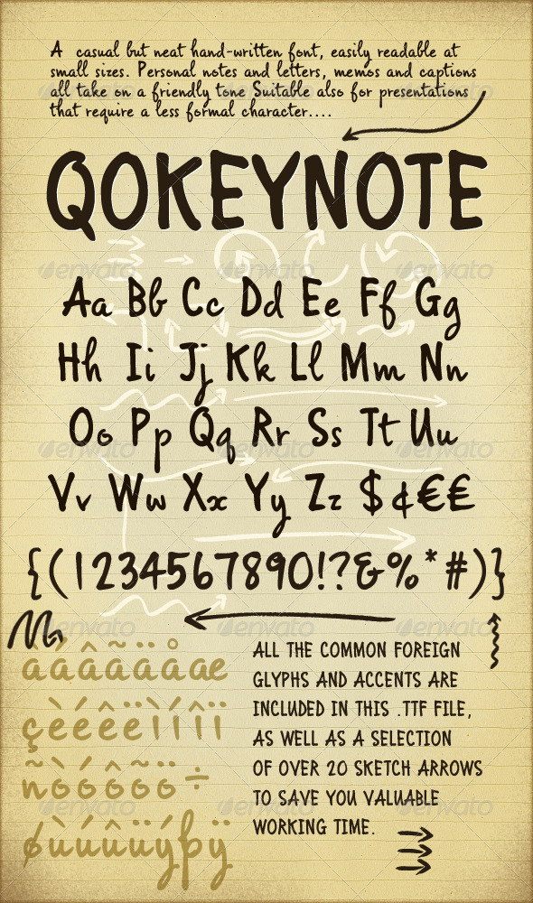 Qokeynote Handwritten Casual Lettering Font - Hand-writing Script