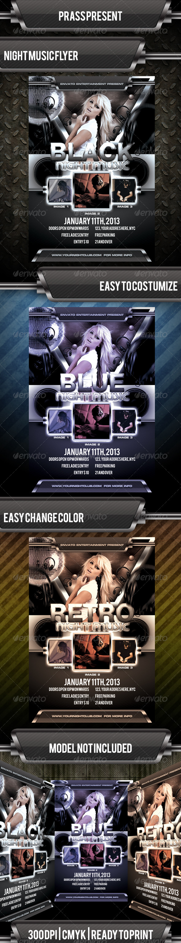 Black Night Music Flyer Template - Clubs & Parties Events