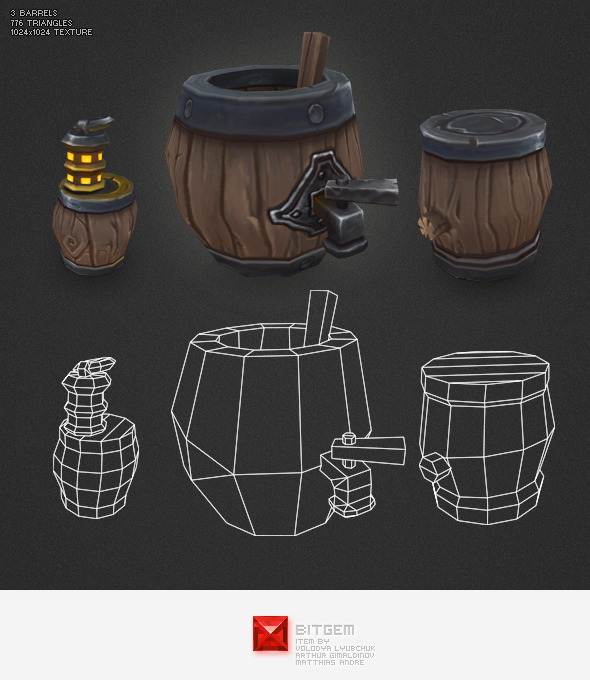 Low Poly Barrels Low Poly Barrels