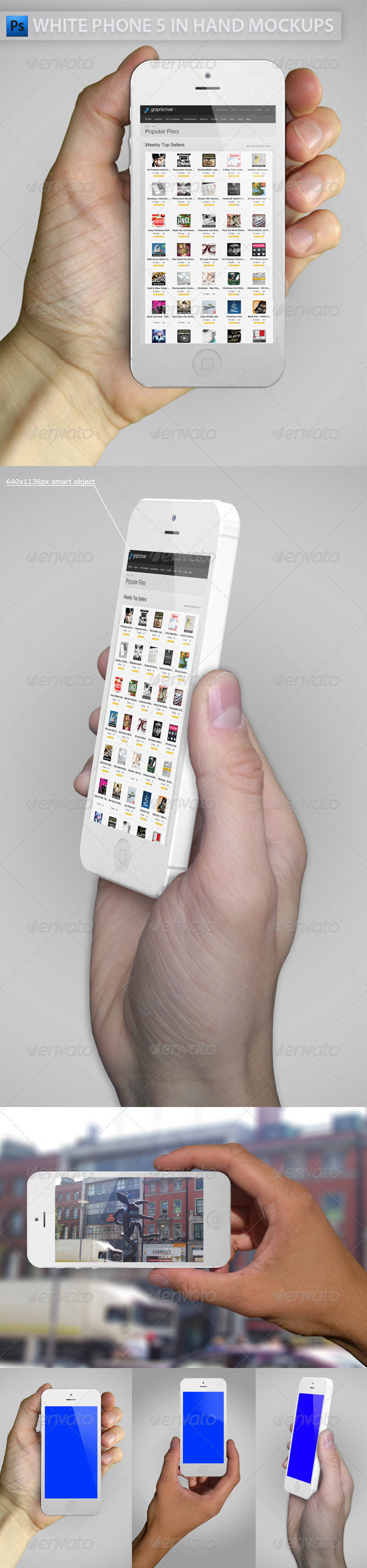White Phone 5 in Hand Mockups