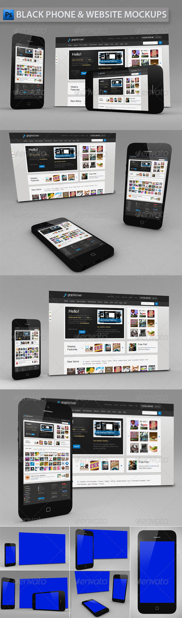 Black Phone and Website | App Mockup