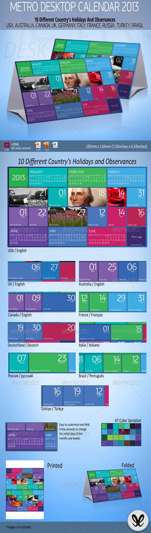 Metro Calendar 2013 / Desktop - Calendars Stationery