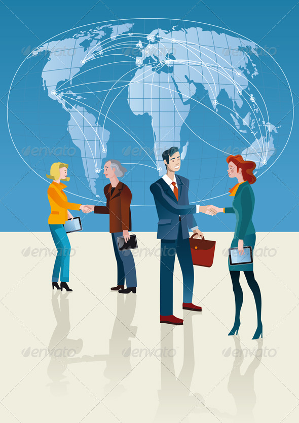 Business People and World Map Business People and World Map