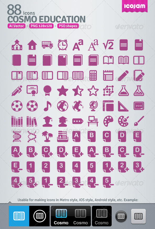 88 AI and PSD Education Icons 88 AI and PSD Education Icons