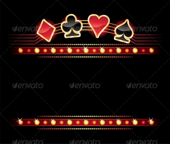 Neon with Card symbols Neon with Card symbols