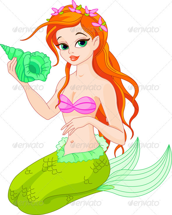 Beautiful Mermaid with Sea Shell