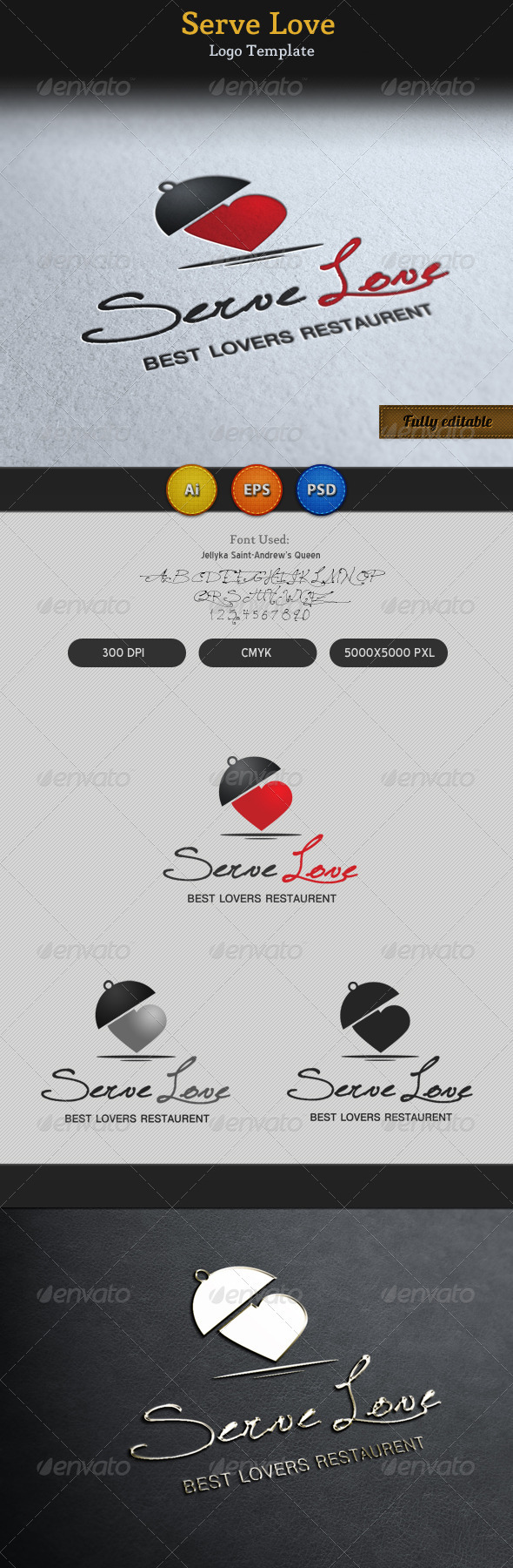 Serve Love Restaurant Cafe Food Logo