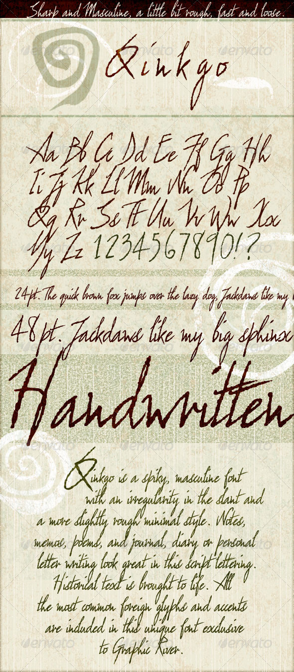 Qinkgo - Sharp & Masculine Handwritten Script - Hand-writing Script