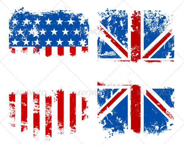 Grunge Banners USA and UK National Flags