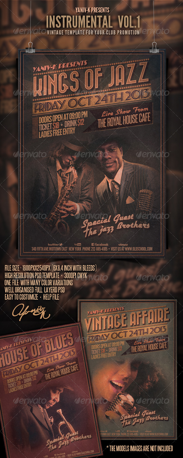 Instrumental Flyer Template Vol.1 (Retro) - Concerts Events