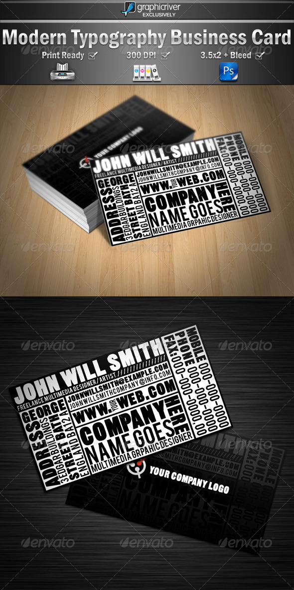 Modern Typography Business Cards - Creative Business Cards