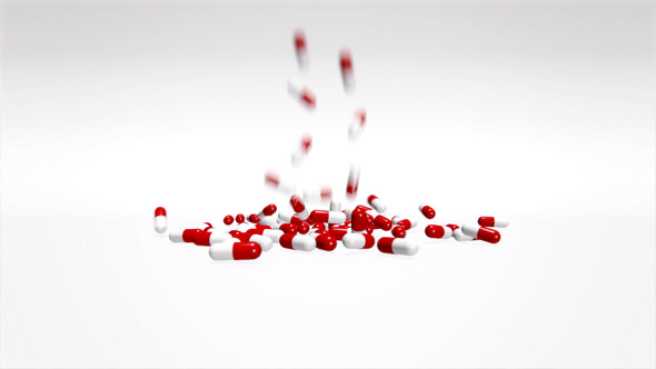 Pills Falling White Background Version by ncortinhal | VideoHive
