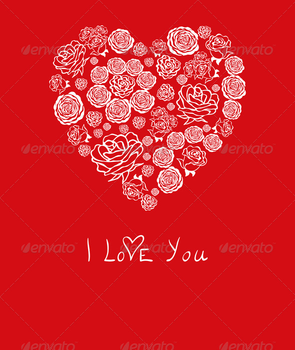 Vector Red Valentine s Day Card with Flower Hearts Vector Red Valentine s Day Card with Flower Hearts