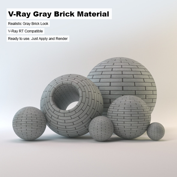 V-Ray Gray Brick Material - 3DOcean Item for Sale
