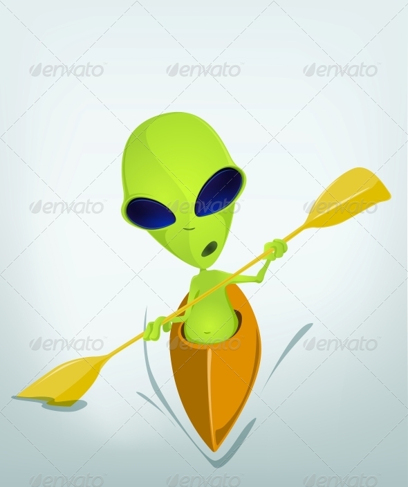 Cartoon Character Alien Kayaker Cartoon Character Alien Kayaker