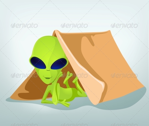 Cartoon Character Alien Camping Cartoon Character Alien Camping